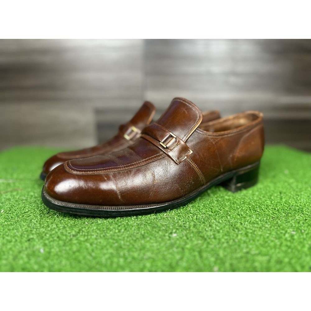 Florsheim Brown Leather Loafers Men's 10 D Vintage‎